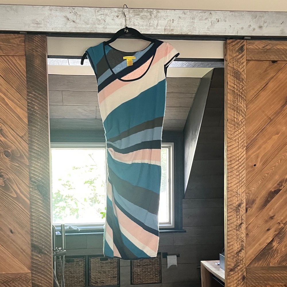 Catherine Malandrino Cashmere Dress in Blue, Pink, and Cream